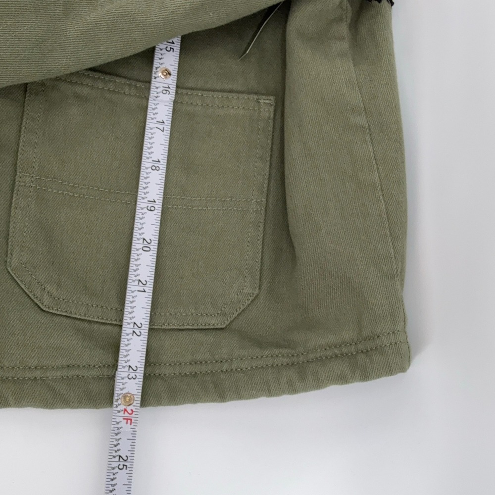 BP Wildfang Olive Green Faux Sherpa Collar Lined Button Front Jacket Chore NEW - Picture 11 of 14